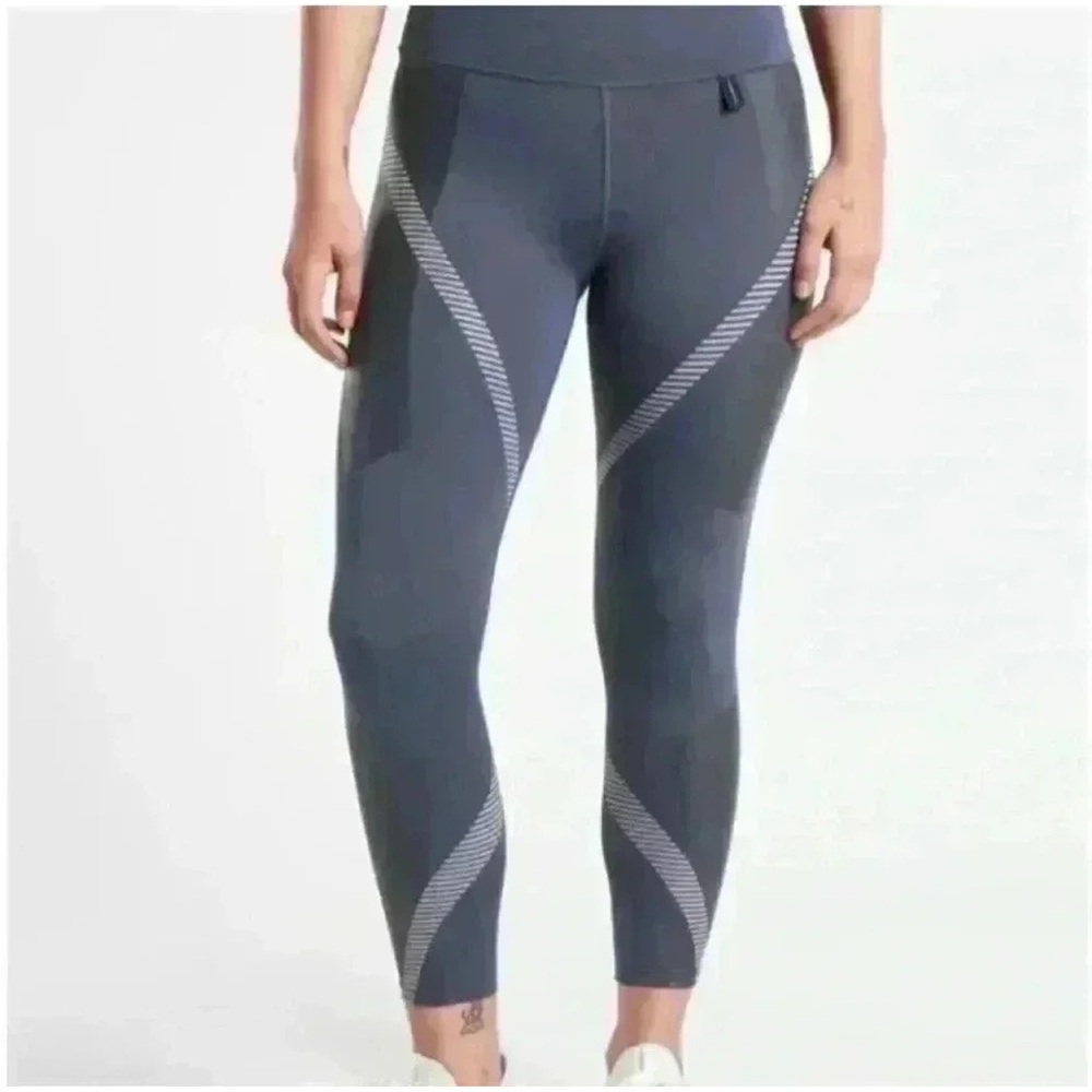 Athleta Navy and White Striped Leggings (Allyson Felix + Athleta)